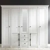 New Landhaus Kleiderschrank Chelles in Weiß mit Spiegel Kleiderschränke|Schränke
