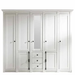 New Landhaus Kleiderschrank Chelles in Weiß mit Spiegel Kleiderschränke|Schränke