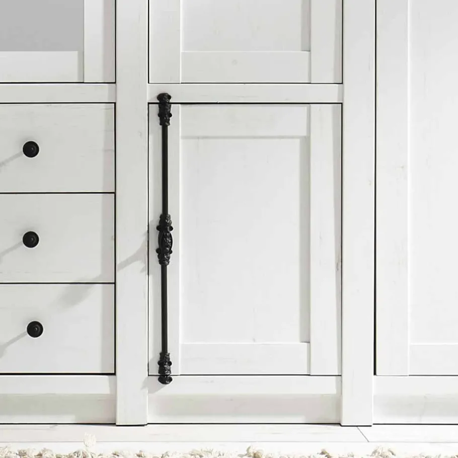 New Landhaus Kleiderschrank Chelles in Weiß mit Spiegel Kleiderschränke|Schränke