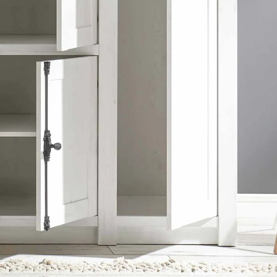 New Landhaus Kleiderschrank Chelles in Weiß mit Spiegel Kleiderschränke|Schränke