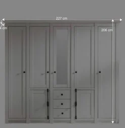 New Landhaus Kleiderschrank Chelles in Weiß mit Spiegel Kleiderschränke|Schränke