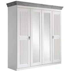 New Landhaus Kleiderschrank in Weiß und Kiefer Grau - Caneon Kleiderschränke|Schränke