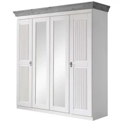 New Landhaus Kleiderschrank in Weiß und Kiefer Grau - Caneon Kleiderschränke|Schränke