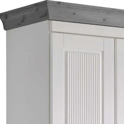 New Landhaus Kleiderschrank in Weiß und Kiefer Grau - Caneon Kleiderschränke|Schränke