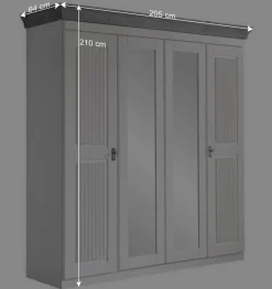 New Landhaus Kleiderschrank in Weiß und Kiefer Grau - Caneon Kleiderschränke|Schränke