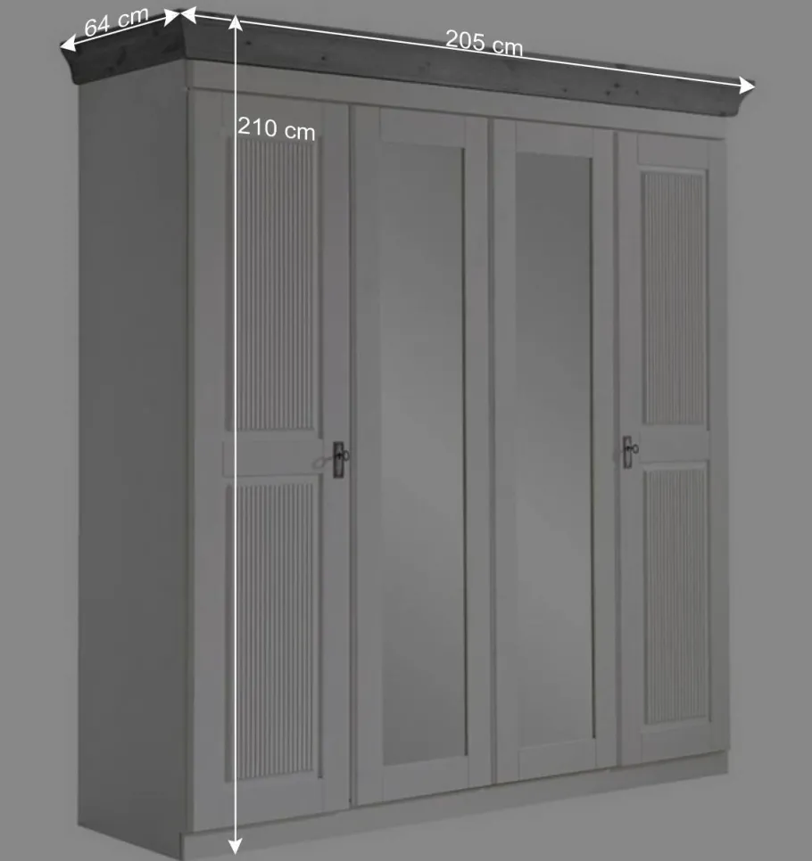 New Landhaus Kleiderschrank in Weiß und Kiefer Grau - Caneon Kleiderschränke|Schränke