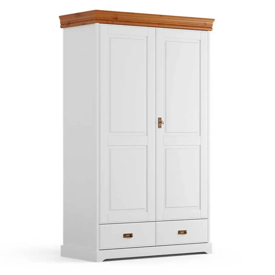 Online Landhaus Kombi-Kleiderschrank aus Kiefernholz - Varicano Kleiderschränke|Schränke
