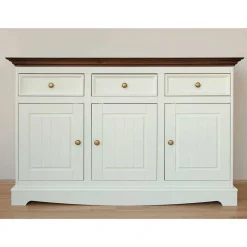 Best Landhaus Kombikommode in Weiß und Nussbaum - Manipur Sideboards