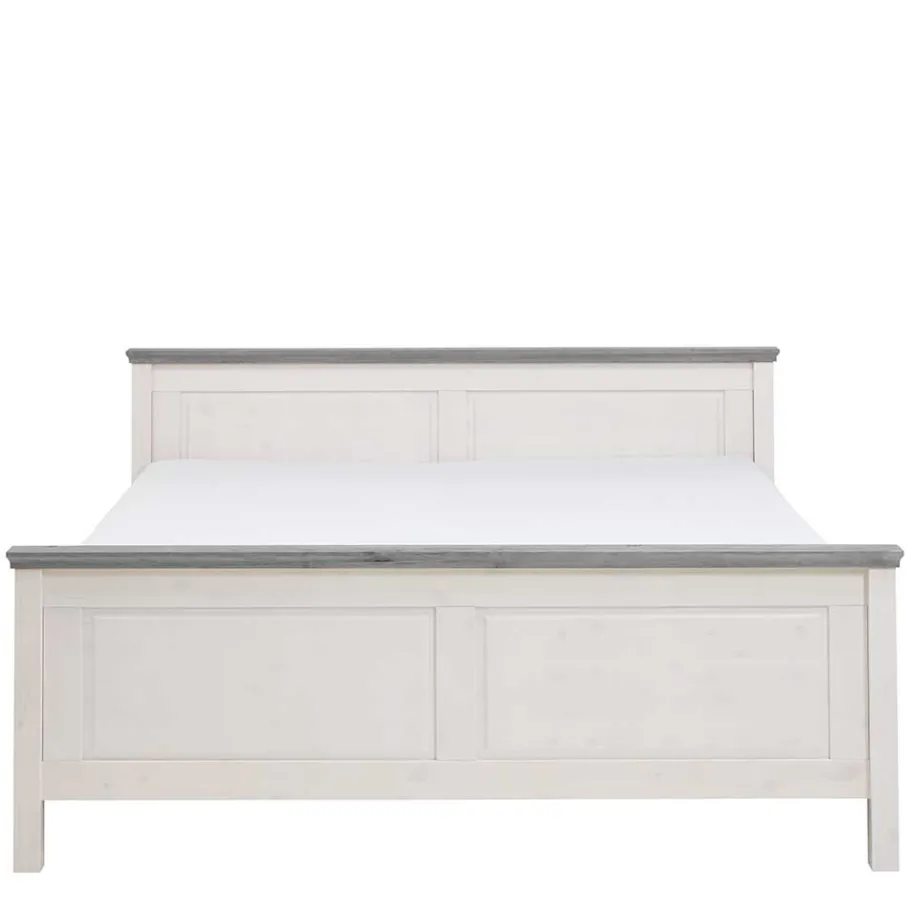 Clearance Landhaus Massivholzbett in Weiß & Grau - Mirandesca Betten