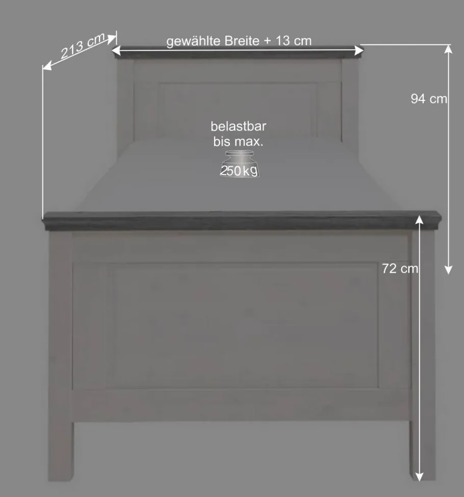 Clearance Landhaus Massivholzbett in Weiß & Grau - Mirandesca Betten