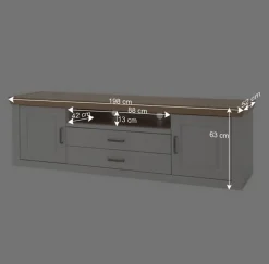 Sale Landhaus TV Element in Weiß & Eichefarben - Samula Tv & Hifi-Möbel|Lowboards