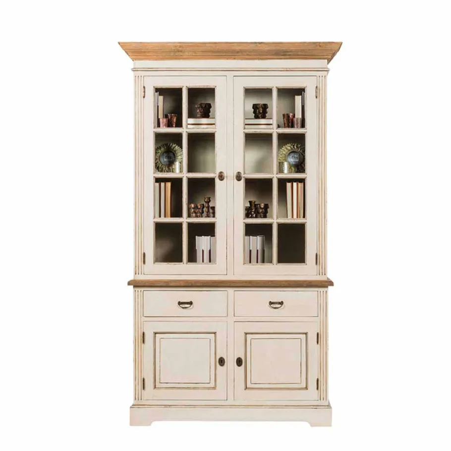 Best Landhaus Vitrine in Creme Weiß - Helsing Vitrinen|Schränke
