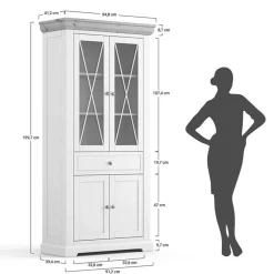 Best Landhaus Vitrinenschrank aus Kiefer zweifarbig - Zalya Schränke