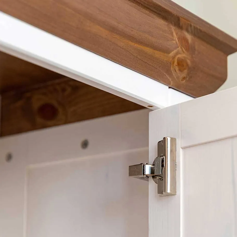 Best Landhaus Vitrinenschrank aus Kiefer zweifarbig - Zalya Schränke