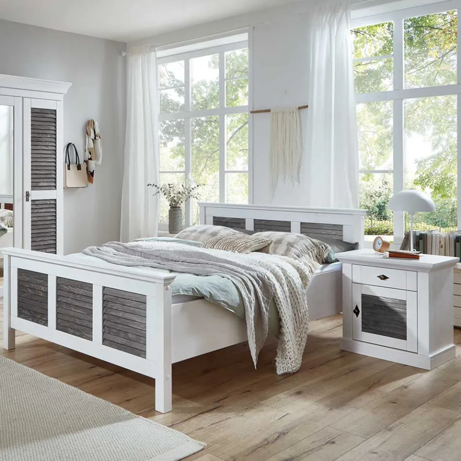 Best Landhausbett in Weiß & Grau - Urezzas Betten