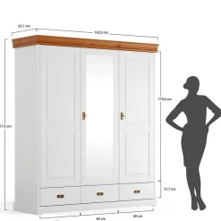 Landhausschrank in Weiß mit Kiefer - Varicano Kleiderschränke|Schränke