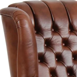 Clearance Leder Ohrensessel in Braun Chesterfield - Karim Sessel