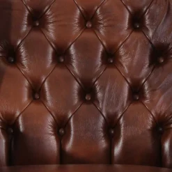 Clearance Leder Ohrensessel in Braun Chesterfield - Karim Sessel