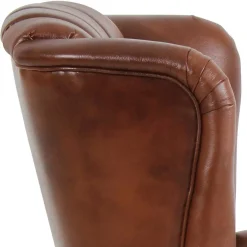 Clearance Leder Ohrensessel in Braun Chesterfield - Karim Sessel