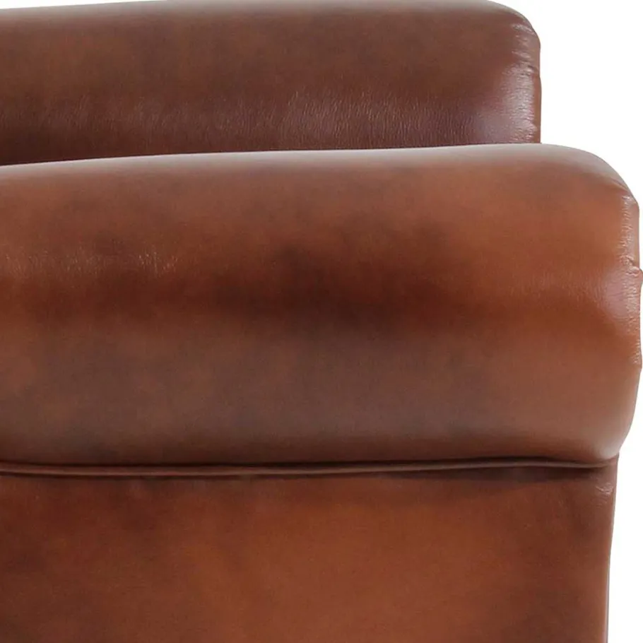 Clearance Leder Ohrensessel in Braun Chesterfield - Karim Sessel