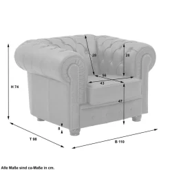 Sale Leder Polstergarnitur Chesterfield - Gonron (dreiteilig) Sitzgruppe