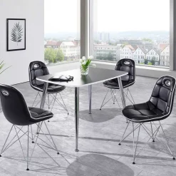 Sale Loft Tischgruppe in Schwarz Weiß Wancora mit Schalenstühlen (fünfteilig) Sitzgruppe