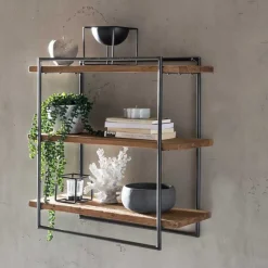 Sale Loft Wandregal aus Teak Holz & Metall - Teako Regale