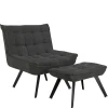 Sale Lounge Sessel mit Hocker in Anthrazit - Mook (zweiteilig) Sessel