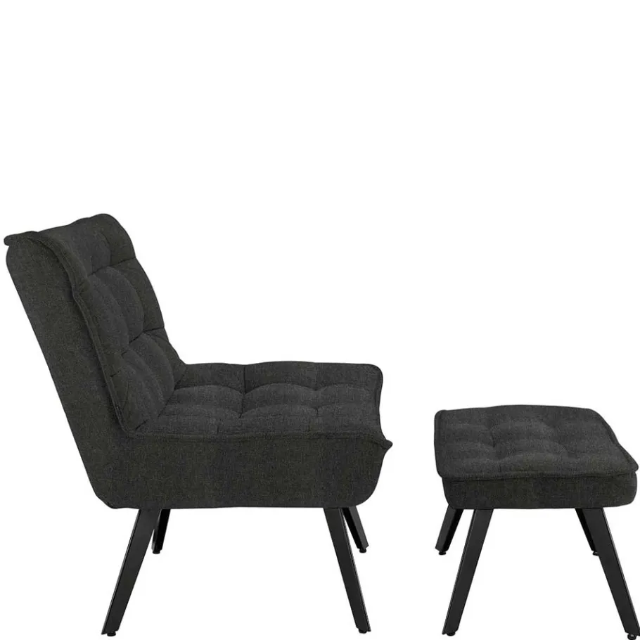 Sale Lounge Sessel mit Hocker in Anthrazit - Mook (zweiteilig) Sessel