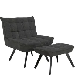 Sale Lounge Sessel mit Hocker in Anthrazit - Mook (zweiteilig) Sessel
