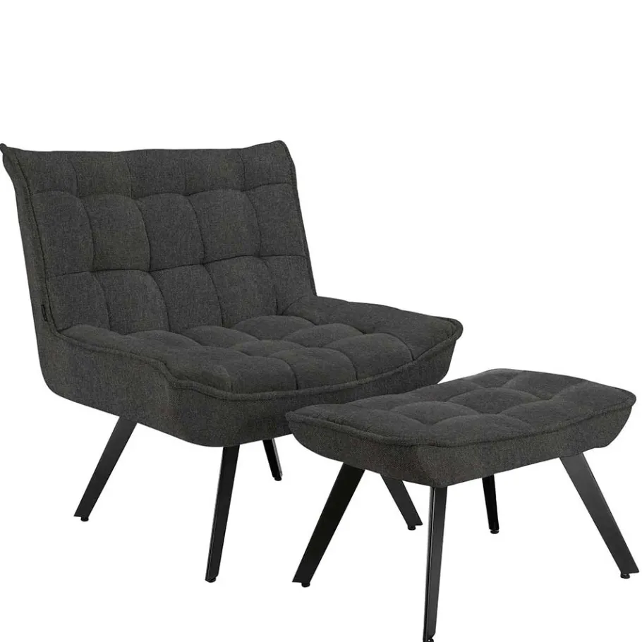 Sale Lounge Sessel mit Hocker in Anthrazit - Mook (zweiteilig) Sessel