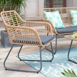 Best Lounge Sitzgruppe aus Geflecht in Beige - Renzo (vierteilig) Sitzgruppe