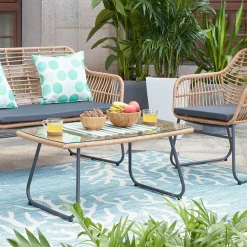 Best Lounge Sitzgruppe aus Geflecht in Beige - Renzo (vierteilig) Sitzgruppe