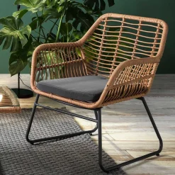 Best Lounge Sitzgruppe aus Geflecht in Beige - Renzo (vierteilig) Sitzgruppe