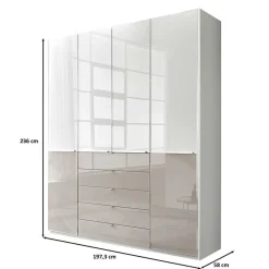 Best 1,98m Kombi-Kleiderschrank mit Glasfront - Pascan Kleiderschränke|Schränke