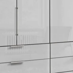 Best 3m 4-türiger Kleiderschrank in Weiß Glasfront - Cara Kleiderschränke