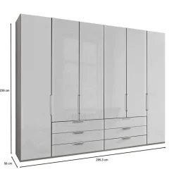 Best 3m 4-türiger Kleiderschrank in Weiß Glasfront - Cara Kleiderschränke