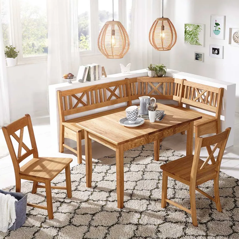 Best Massive Essgruppe mit Truhen-Eckbank - Jodrav (vierteilig) Sitzgruppe|Tische