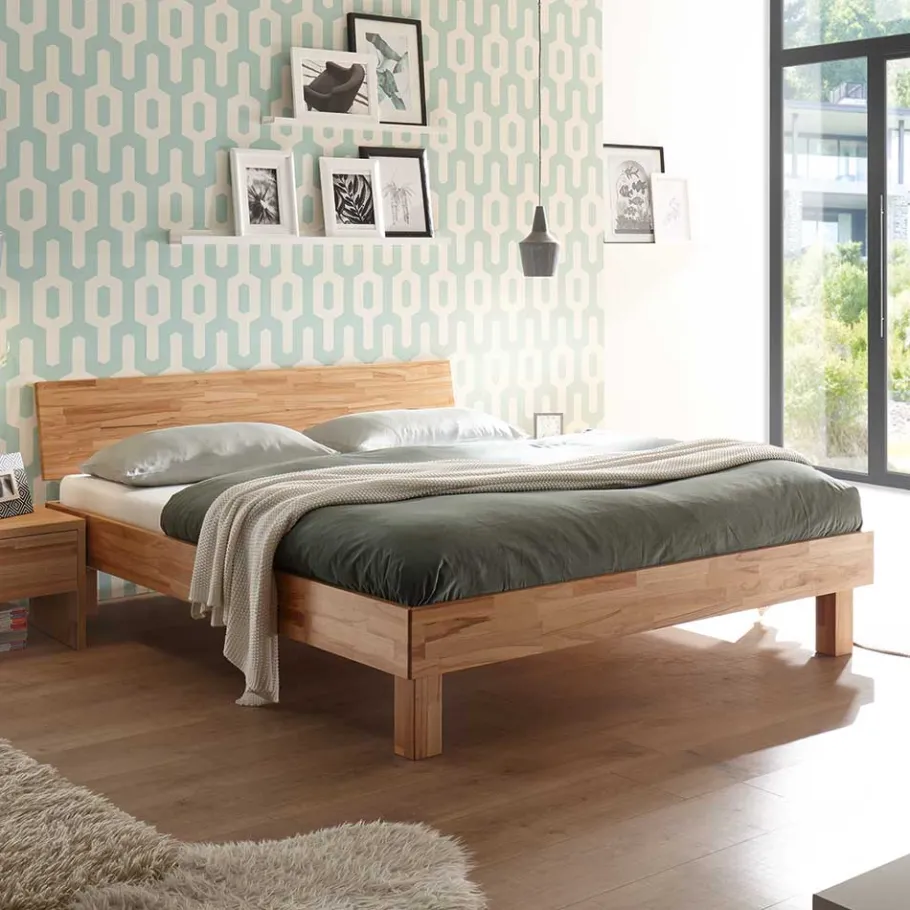Best Massives Kernbuche Bett mit Kopfteil - Sotrigo Betten