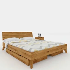 Clearance Massives Wildeiche Bett mit Schubladen - Eavy I Betten