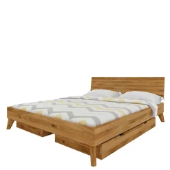 Clearance Massives Wildeiche Bett mit Schubladen - Eavy I Betten