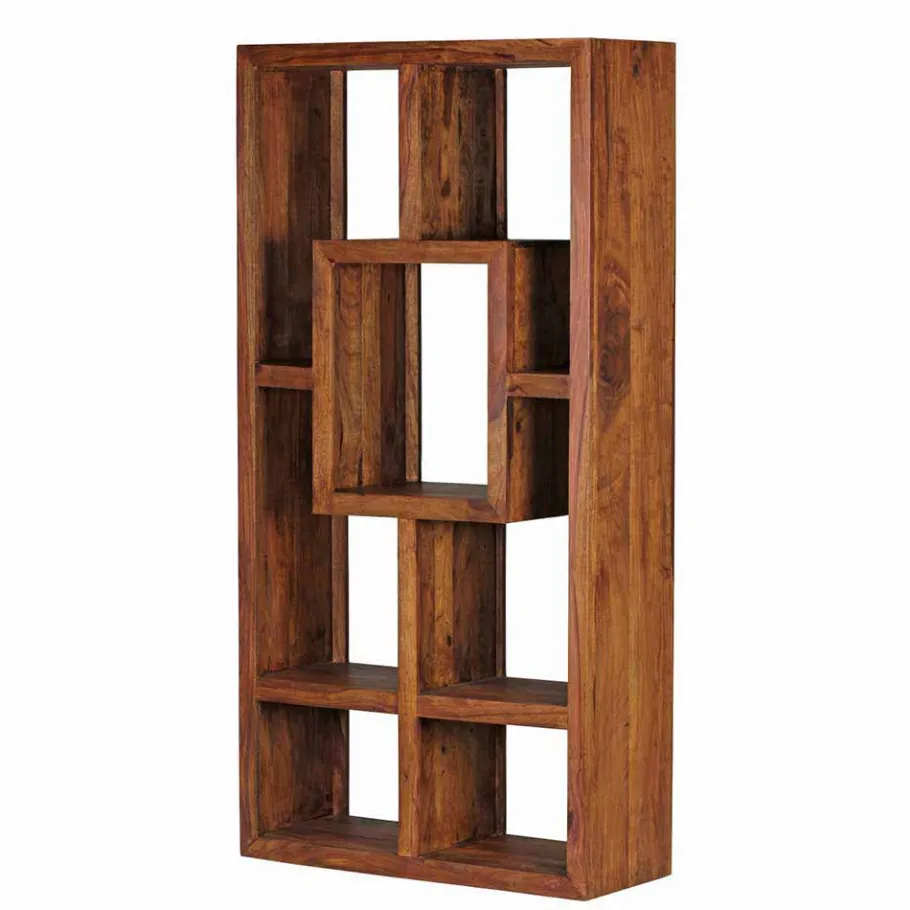 Sale Massivholz Design Standregal Hoslo aus Sheesham klar lackiert Regale