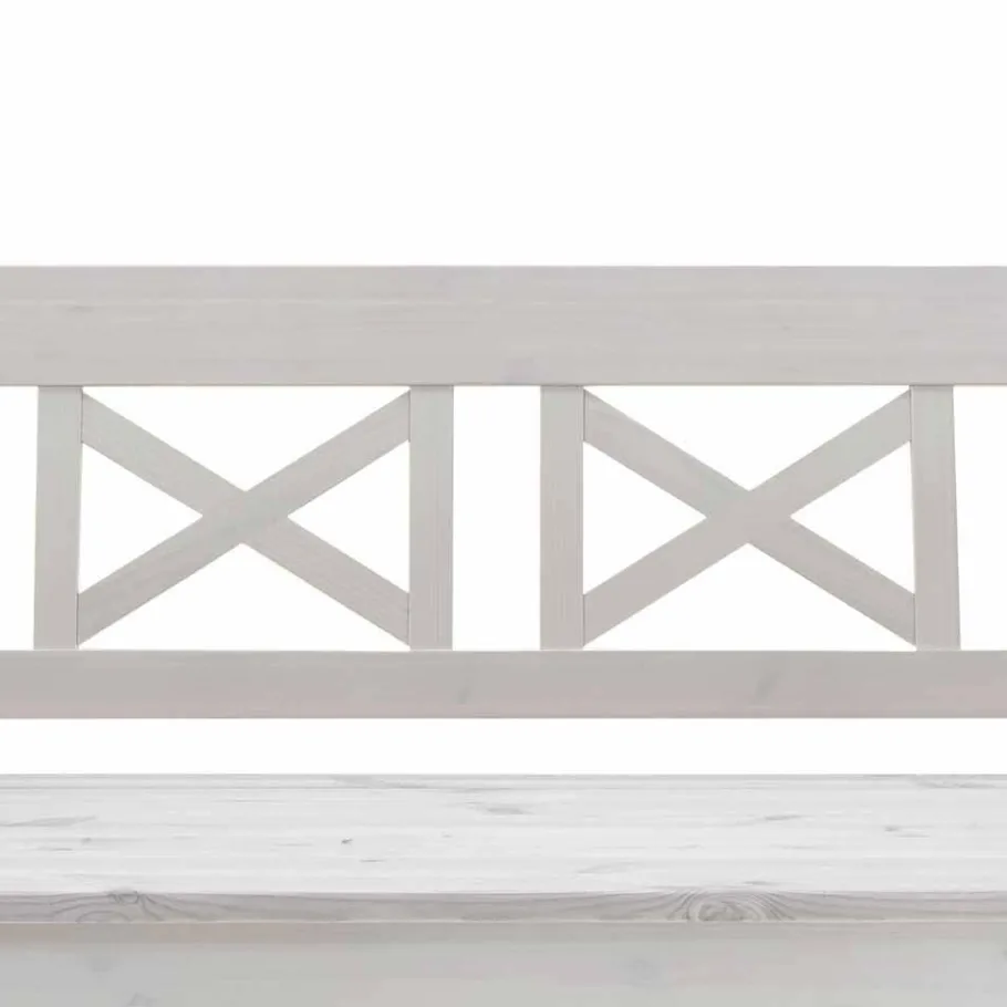 Best Massivholz Sitzbank Onesti aus Kiefer Weiß Sitzbank