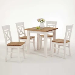 Sale Massivholz Sitzgruppe Lugon in Weiß (fünfteilig) Sitzgruppe