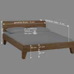 Outlet Massivholzbett Tuner z.B. als Doppelbett 180x200cm Betten