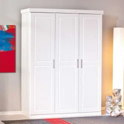 Best Massivholz-Kleiderschrank Nabrosia in Weiß Kleiderschränke|Schränke