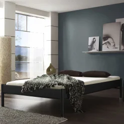 Outlet Metallbett ohne Kopfteil Italianas in Schwarz Betten