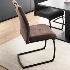 Sale Microfaser Freischwinger in Beige - Unicat (2er Set) Sessel