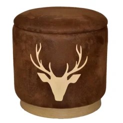 Sale Microfaser Hocker in Braun mit Hirsch Kopf - Arnhild Hocker
