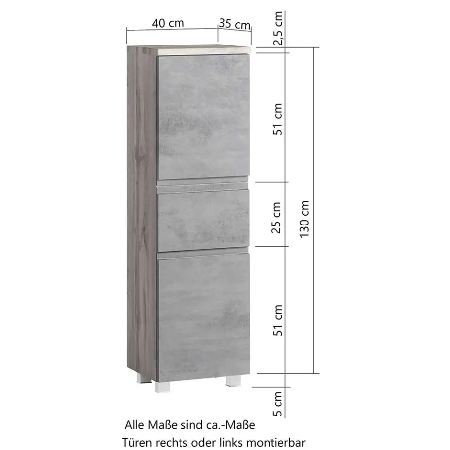 Sale Midischrank fürs Bad in Grau matt & Wildeiche - Jambi Schränke